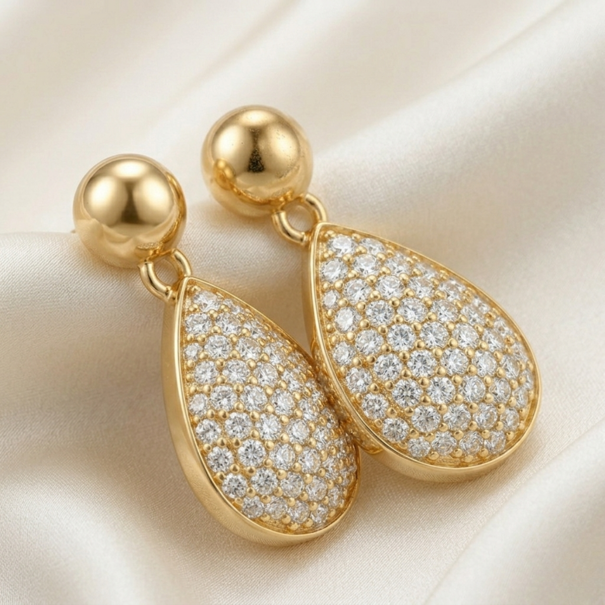 Gold Teardrop Earrings with Rhinestones – 18K Gold Plated Statement Drop Earrings for Women - Image 3