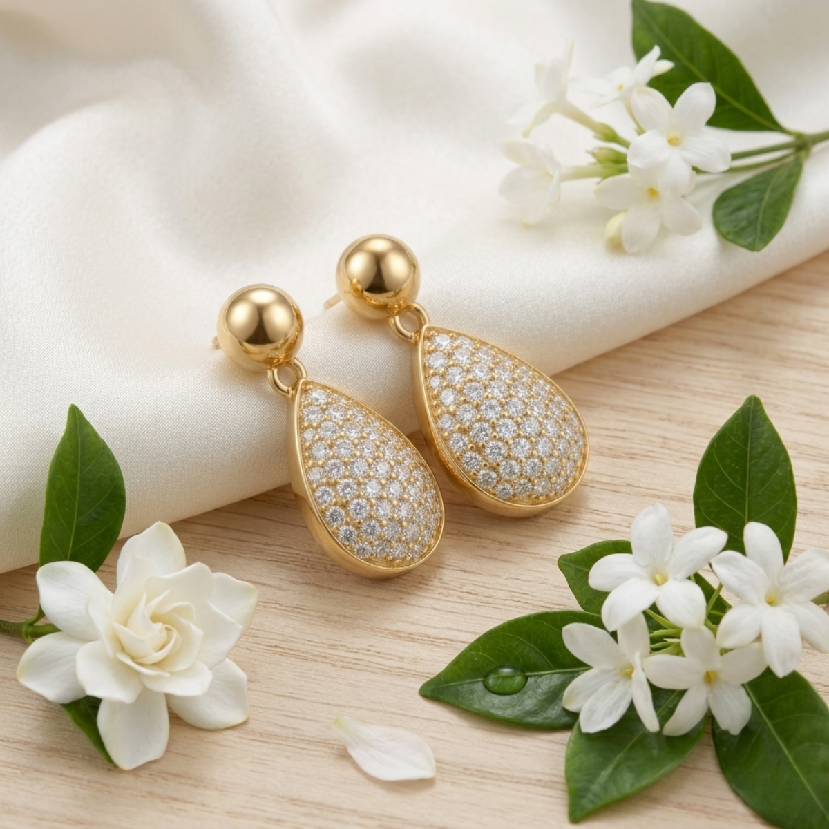 Gold Teardrop Earrings with Rhinestones – 18K Gold Plated Statement Drop Earrings for Women - Image 5