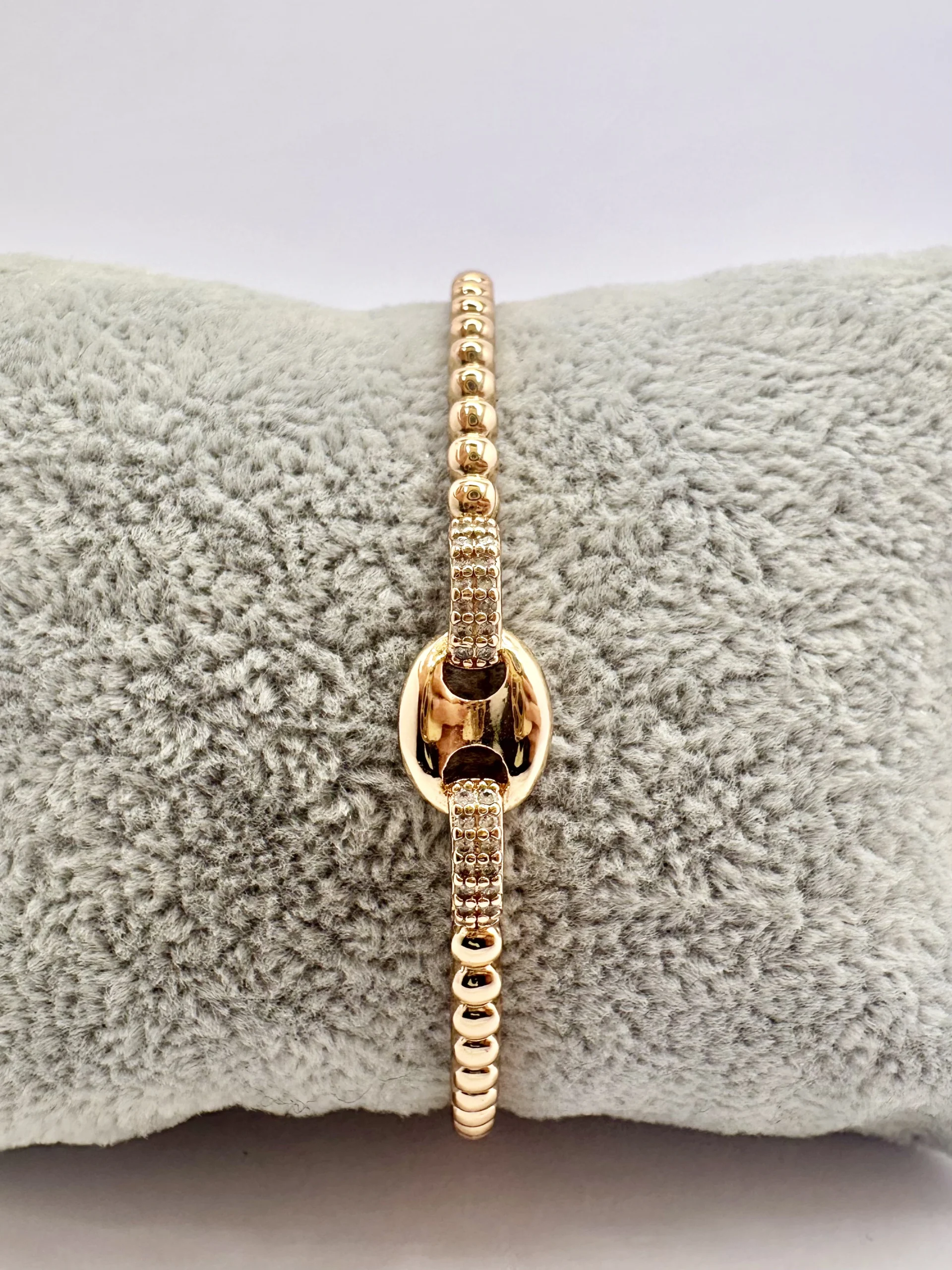 Rose Gold Chain-Link & Crystal Ring Bangle | Xuping 14K | Zeray - Image 4