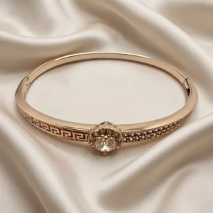 Rose Gold Greek Key Solitaire Crystal Bangle | XRT | Zeray