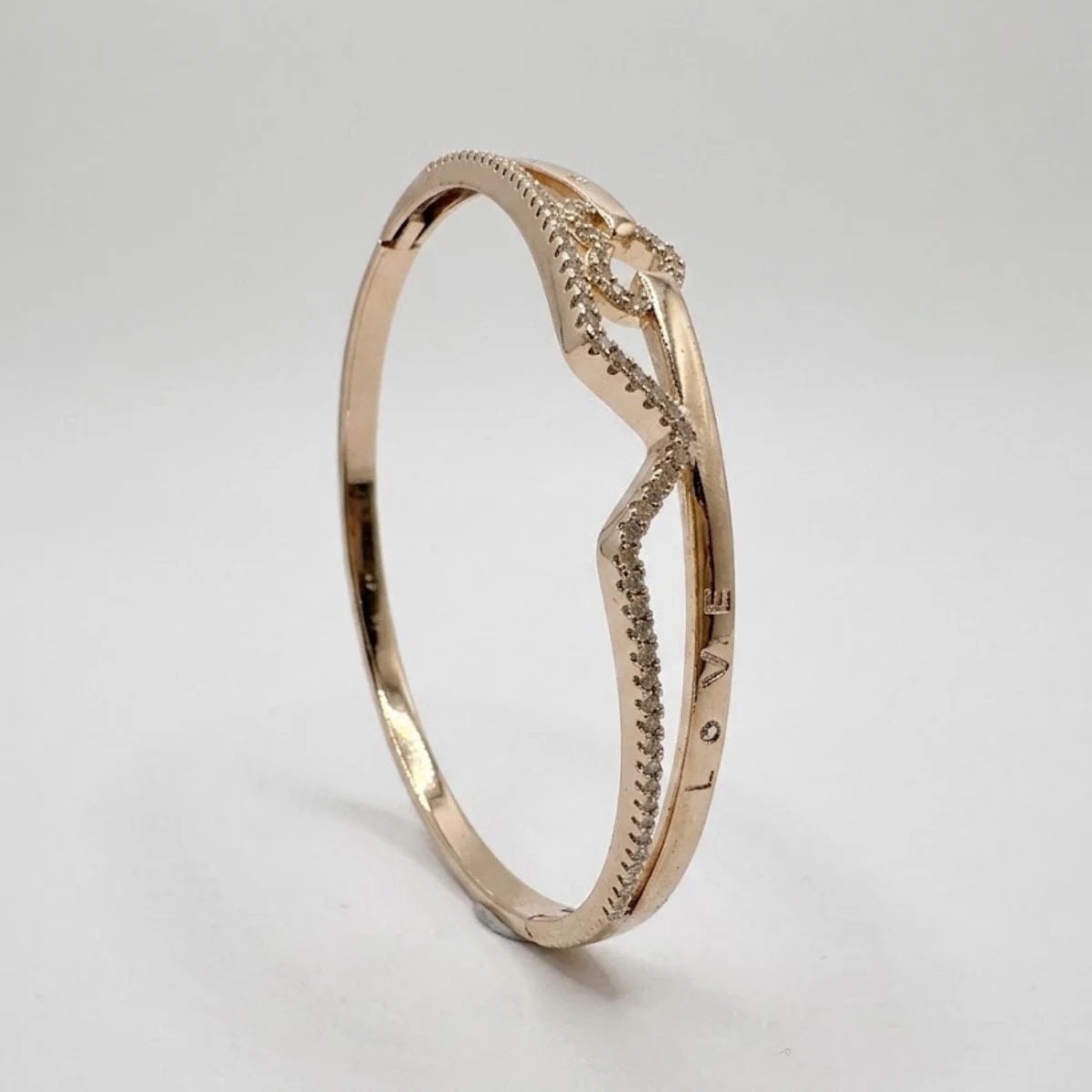 Rose Gold LOVE Heart Crystal Bangle | Romantic Cuff | Zeray - Image 2