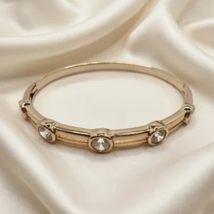 Rose Gold Five-Stone Crystal Bangle | Bezel Set Cuff | Zeray