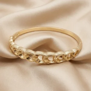 Gold Braided Chain Bangle | Open-Weave Cuban Cuff | Zeray