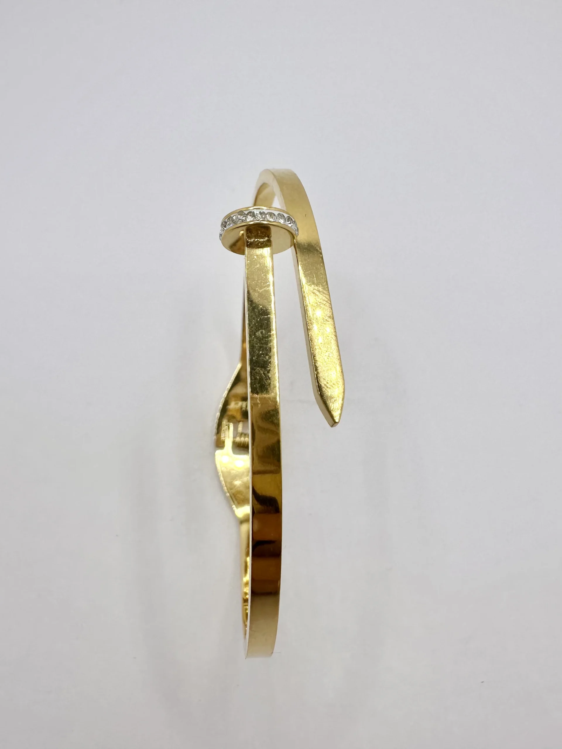Gold Geometric Nail-Pin Bangle with Crystal Ring | Stainless Steel | Zeray - Image 2