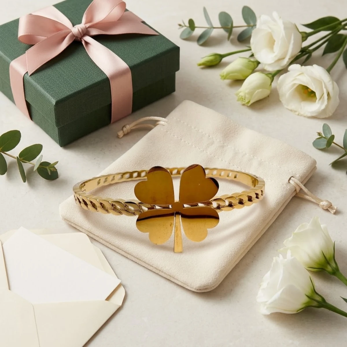 Gold Heart Clover Charm Chain Bracelet | Lucky Love | Zeray - Image 5