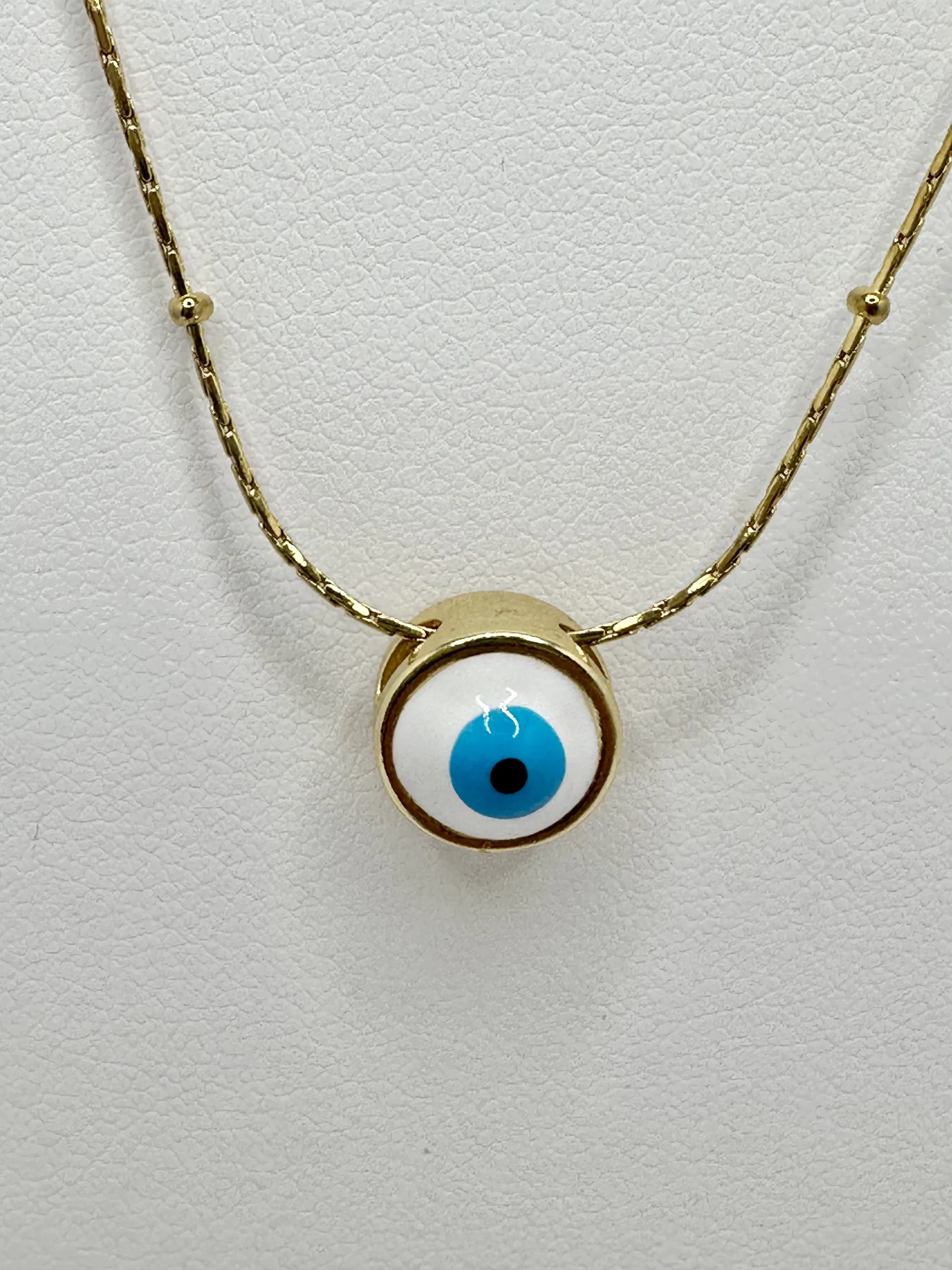 Gold Evil Eye Pendant Necklace | Satellite Chain | Stainless Steel | Zeray - Image 6