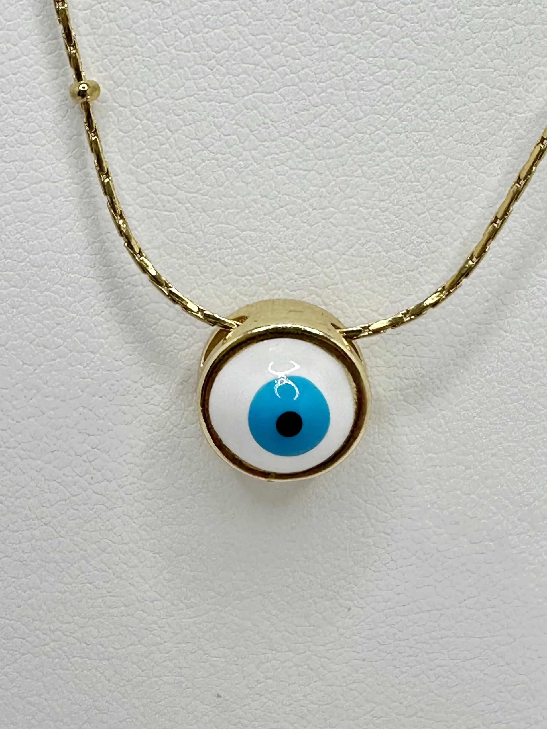 Gold Evil Eye Pendant Necklace | Satellite Chain | Stainless Steel | Zeray - Image 7