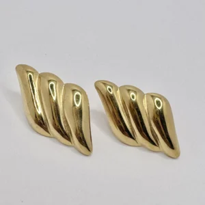 Gold Triple-Bar Chunky Stud Earrings | Gold Plated Stainless Steel | Zeray