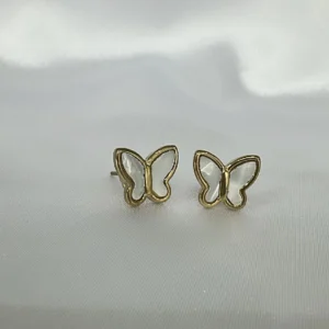 18K Gold Plated Butterfly Stud Earrings | Mother-of-Pearl | Zeray