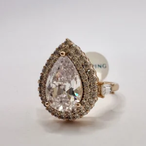 18K Gold Plated Halo Crystal Cocktail Ring | Solitaire | Zeray