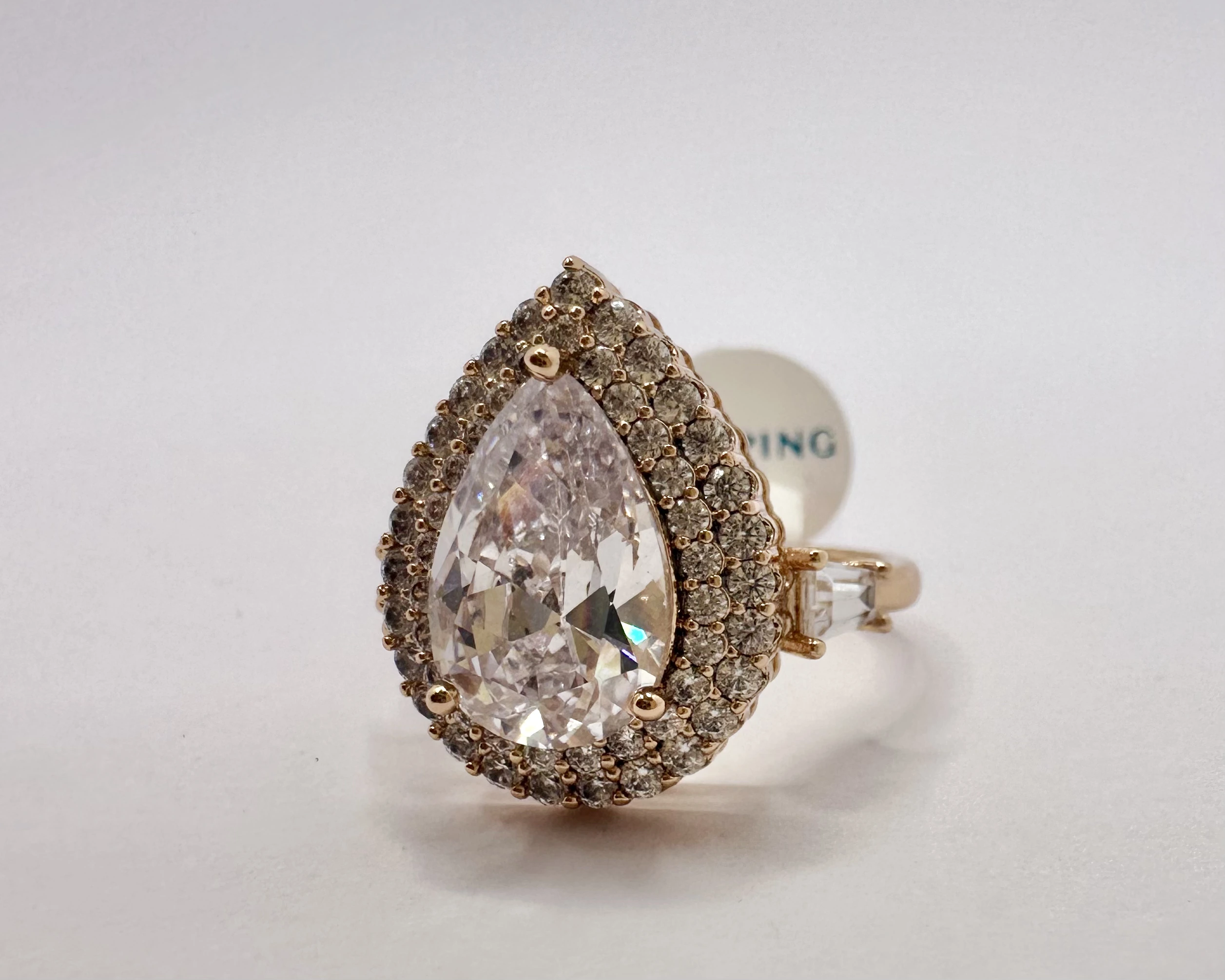 18K Gold Plated Halo Crystal Cocktail Ring | Solitaire | Zeray