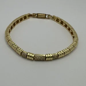 18K Gold Plated Silver Alternating Ball Bracelet | Crystal Pavé | Zeray