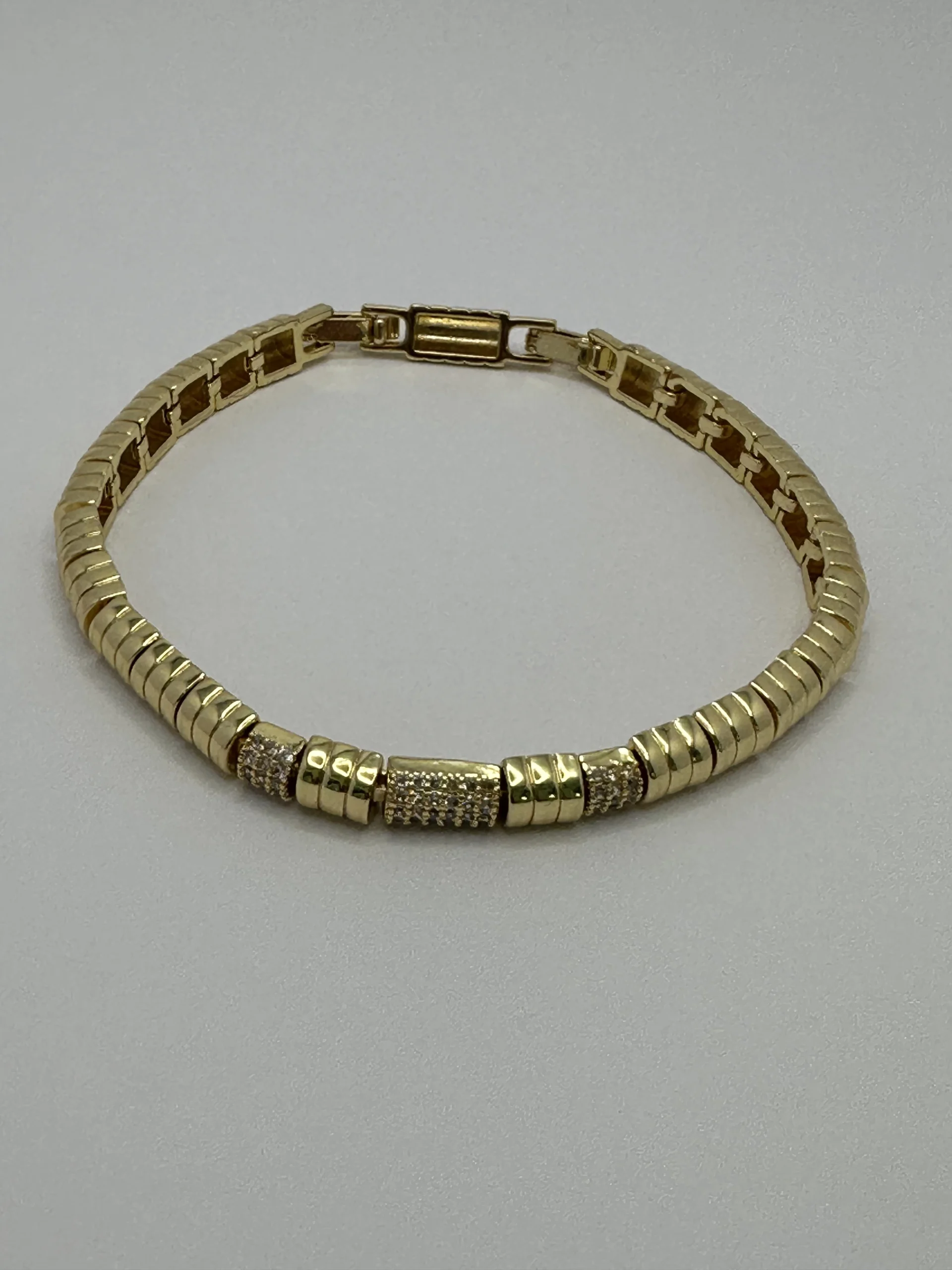 18K Gold Plated Silver Alternating Ball Bracelet | Crystal Pavé | Zeray