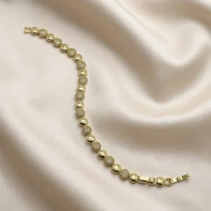 Gold Alternating Dome Crystal Ball Bracelet | Disco Luxe | Zeray