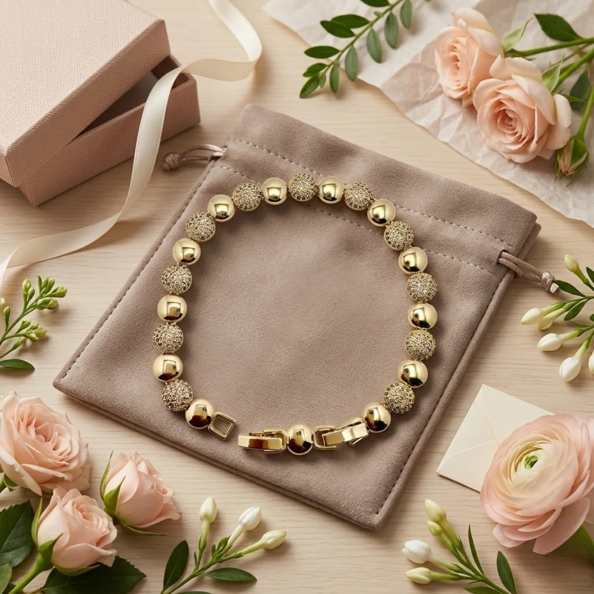 Gold Alternating Dome Crystal Ball Bracelet | Disco Luxe | Zeray - Image 4