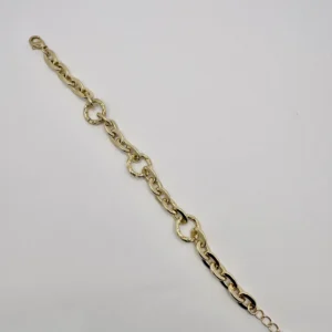 18K Gold Plated Mixed Texture Oval Link Bracelet | Chunky Chain | Zeray