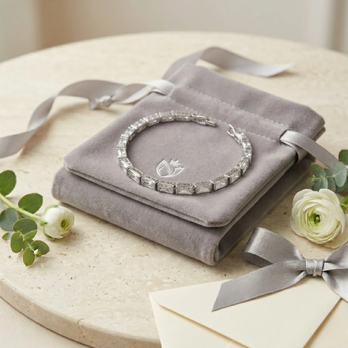 Silver Baguette Crystal Tennis Bracelet | Full Eternity | Zeray - Image 3