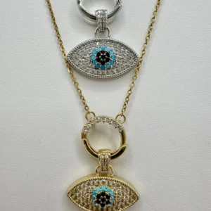 Evil Eye Crystal Pendant Necklace | Gold & Silver | Zeray